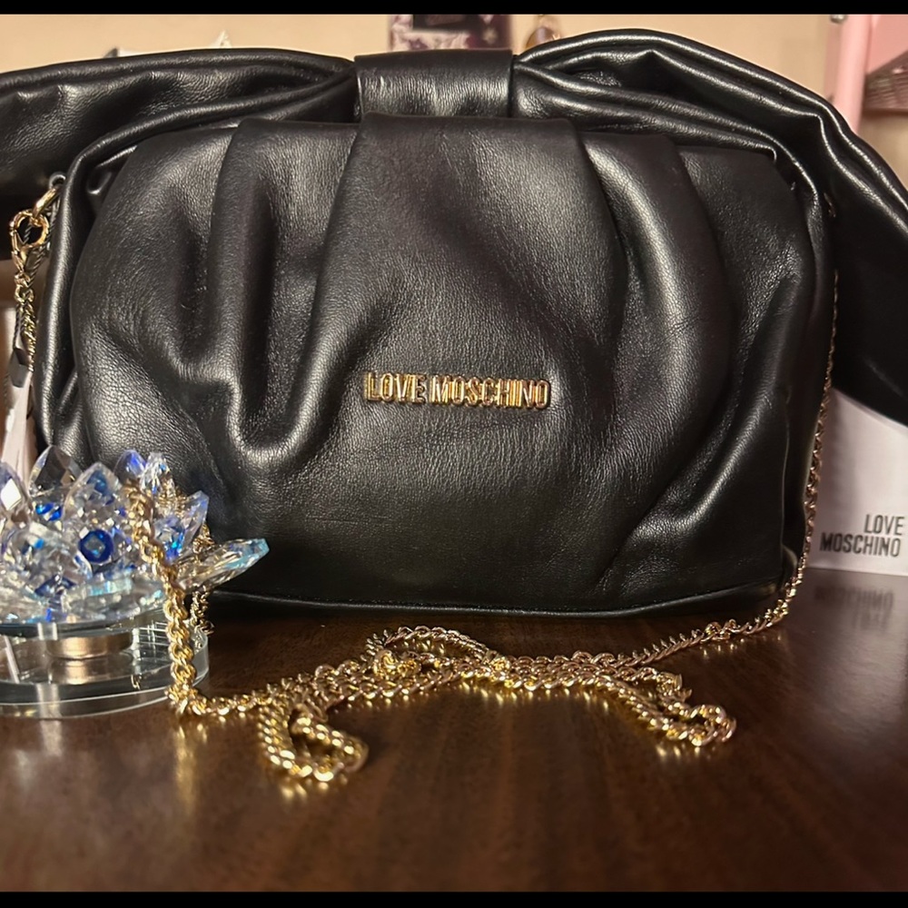 Love Moschino slouchy bow detail crossbody bag in black NWOT